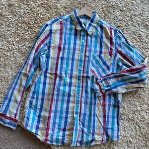 Club Room Blue and Red Casual Button Down Shirt